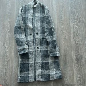 Aritzia Wilfred Merino Wool Plaid Cardigan Coat